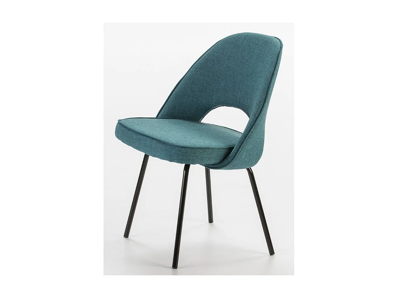 Chaise tissu bleu et pieds métal noir Rudy