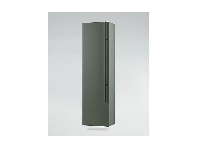 Mobile bagno Top con lavabo in appoggio vano poro noce cassettiera e colonna verde salvia specchio lampada e p.asciugamano L 120 x P 46