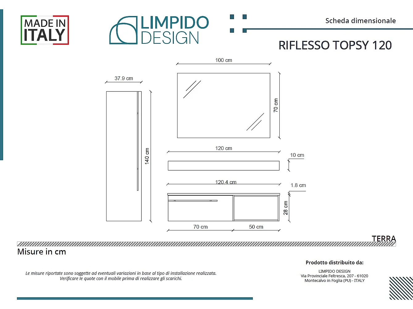 Mobile bagno Top con lavabo in appoggio vano poro noce cassettiera e colonna tortora milano specchio lampada e p.asciugamano L 120 x P 46