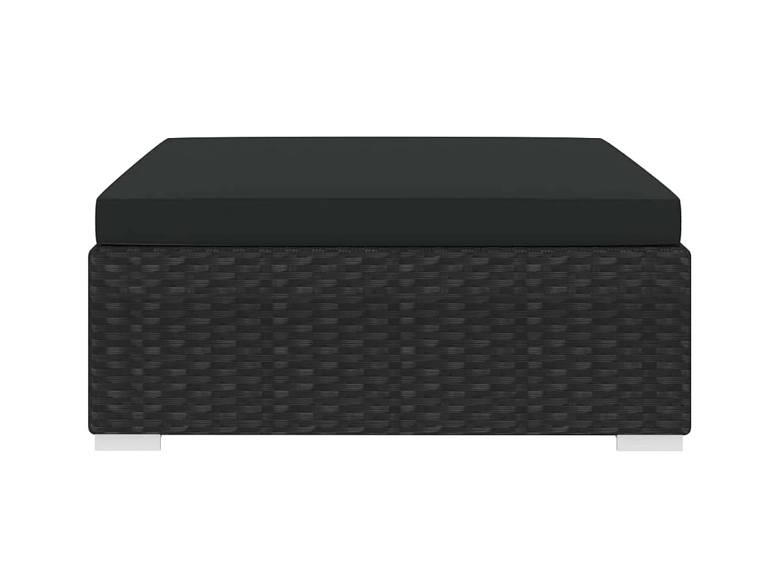 West Orange  Repose-pied sectionnel 1 pc avec coussin Résine tressée Noir