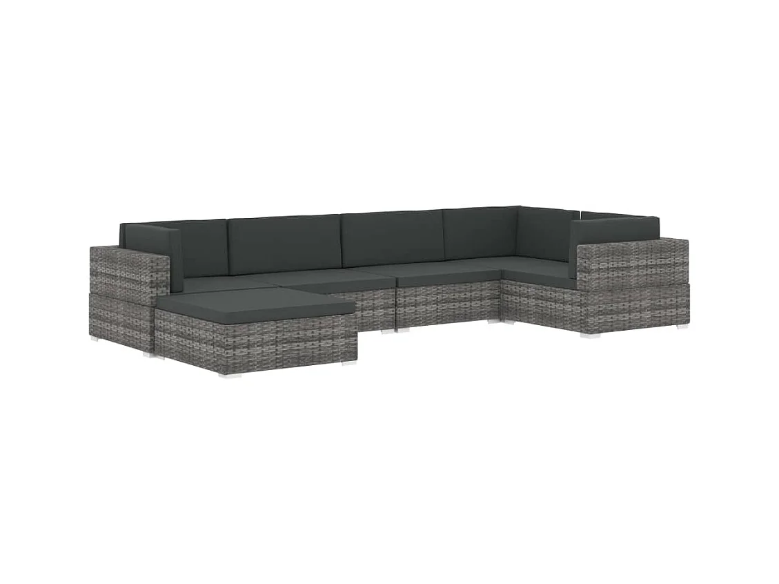 West Orange  Repose-pied sectionnel 1 pc avec coussin Résine tressée Noir