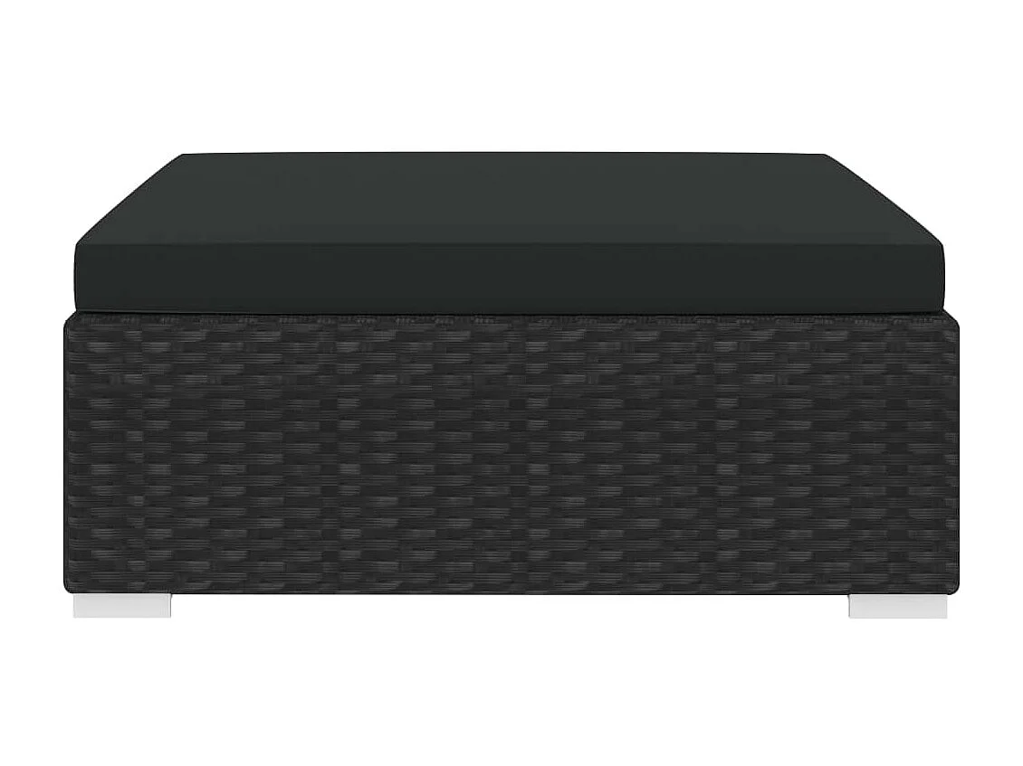 West Orange  Repose-pied sectionnel 1 pc avec coussin Résine tressée Noir