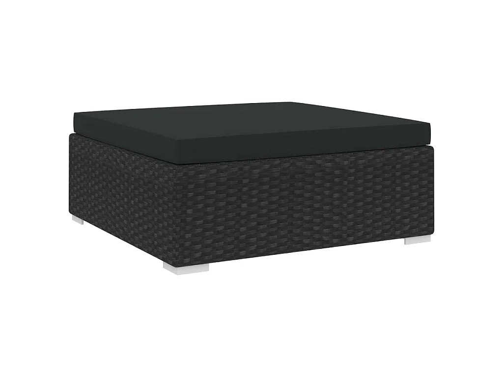West Orange  Repose-pied sectionnel 1 pc avec coussin Résine tressée Noir