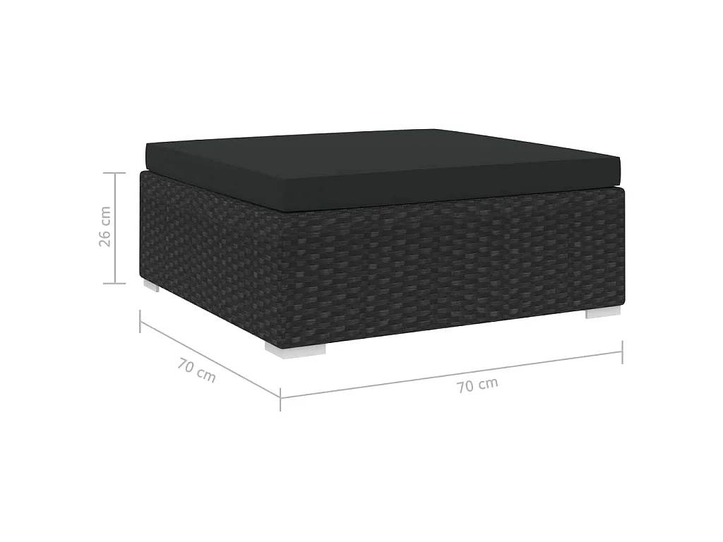 West Orange  Repose-pied sectionnel 1 pc avec coussin Résine tressée Noir