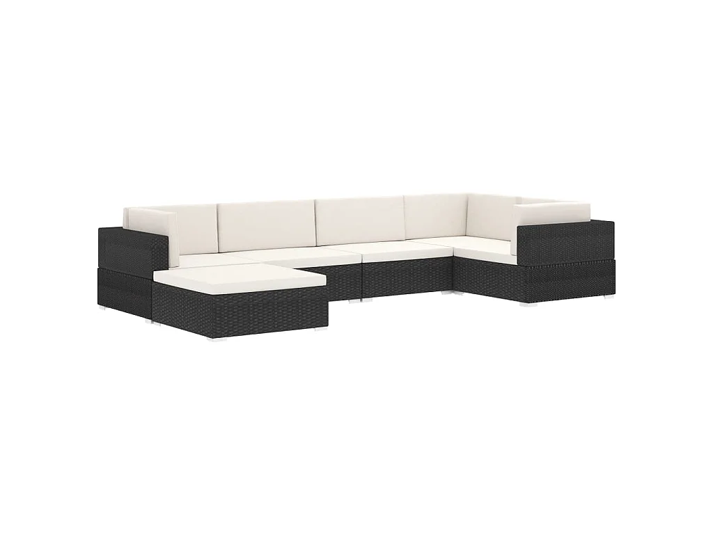 West Orange  Repose-pied sectionnel 1 pc avec coussin Résine tressée Noir
