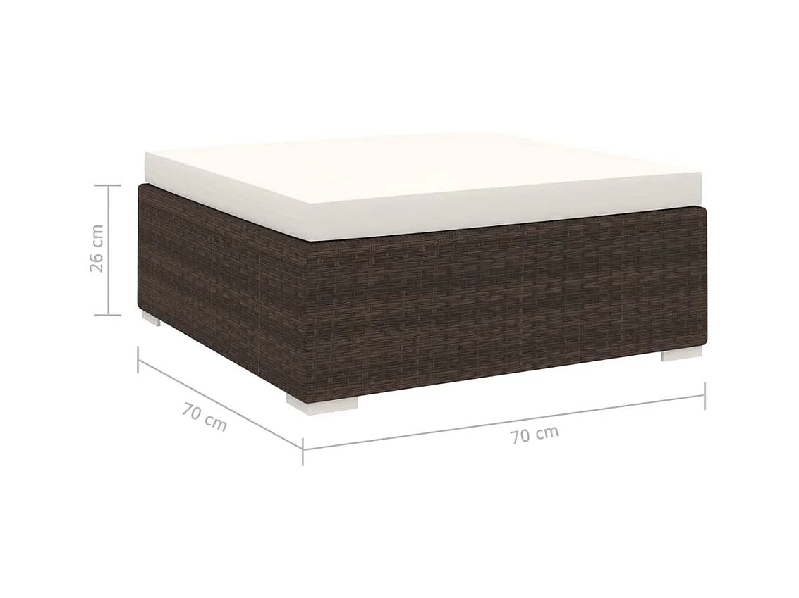 West Orange  Repose-pied sectionnel 1 pc avec coussin Résine tressée Marron