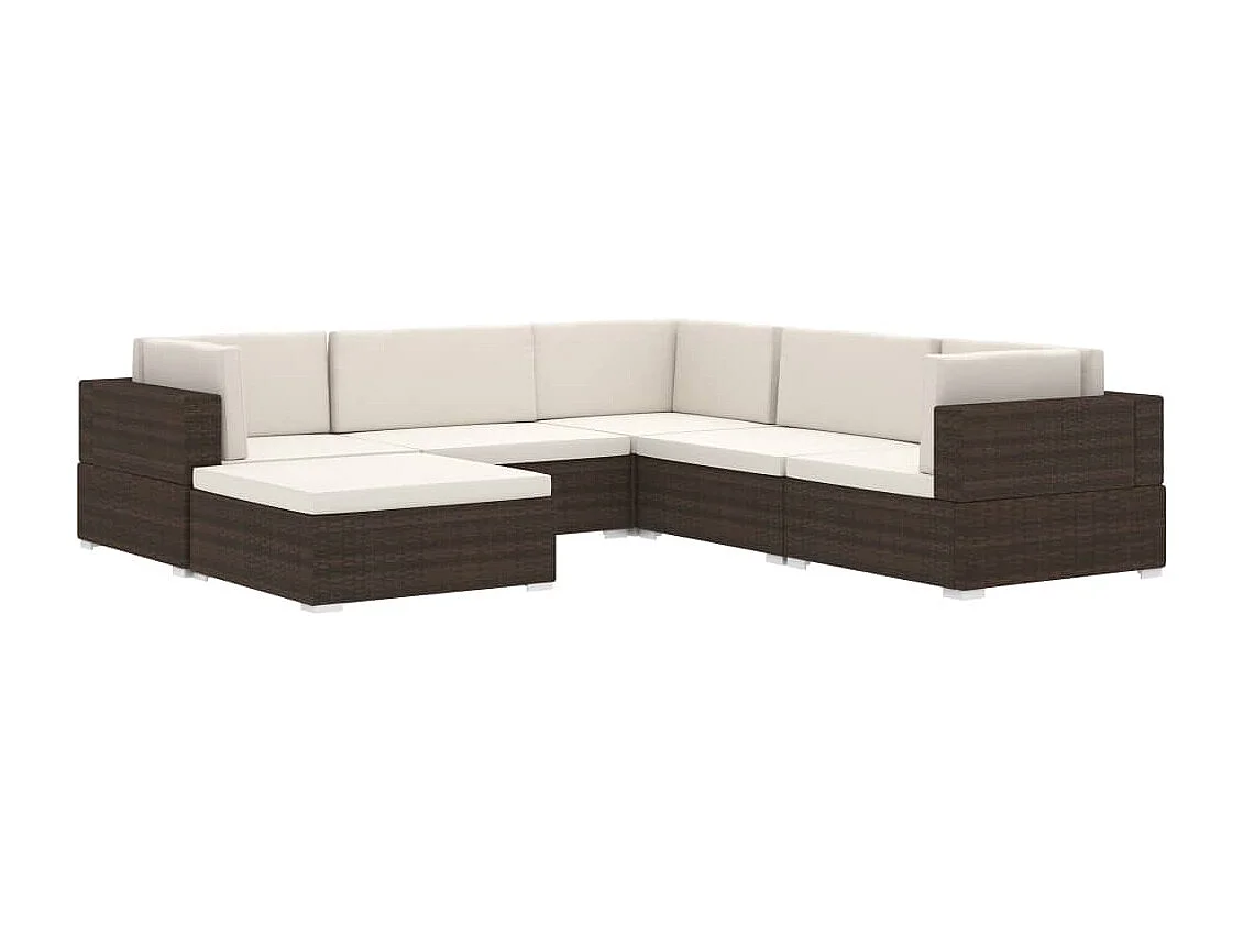 West Orange  Repose-pied sectionnel 1 pc avec coussin Résine tressée Marron