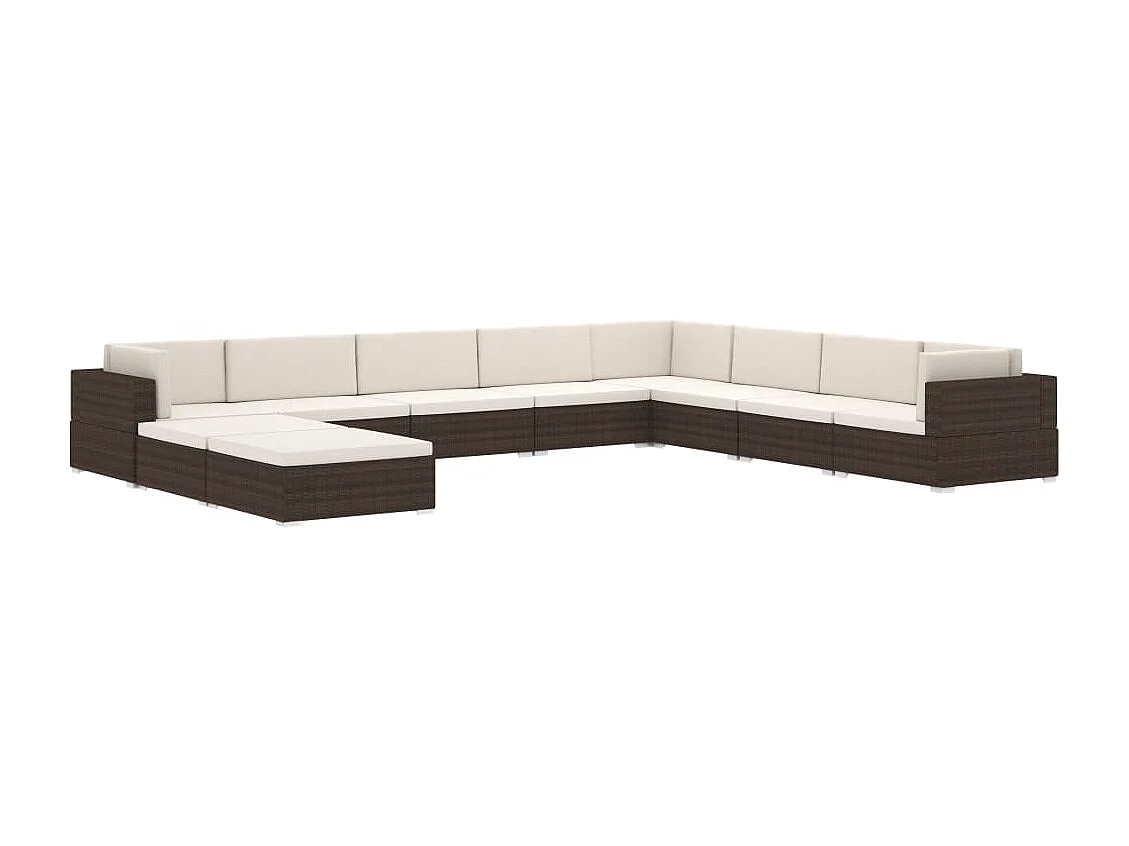 West Orange  Repose-pied sectionnel 1 pc avec coussin Résine tressée Marron