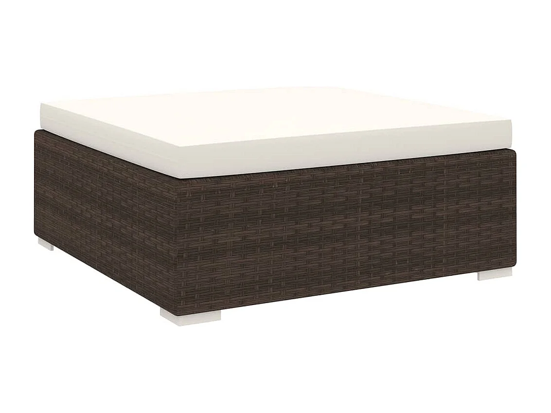 West Orange  Repose-pied sectionnel 1 pc avec coussin Résine tressée Marron