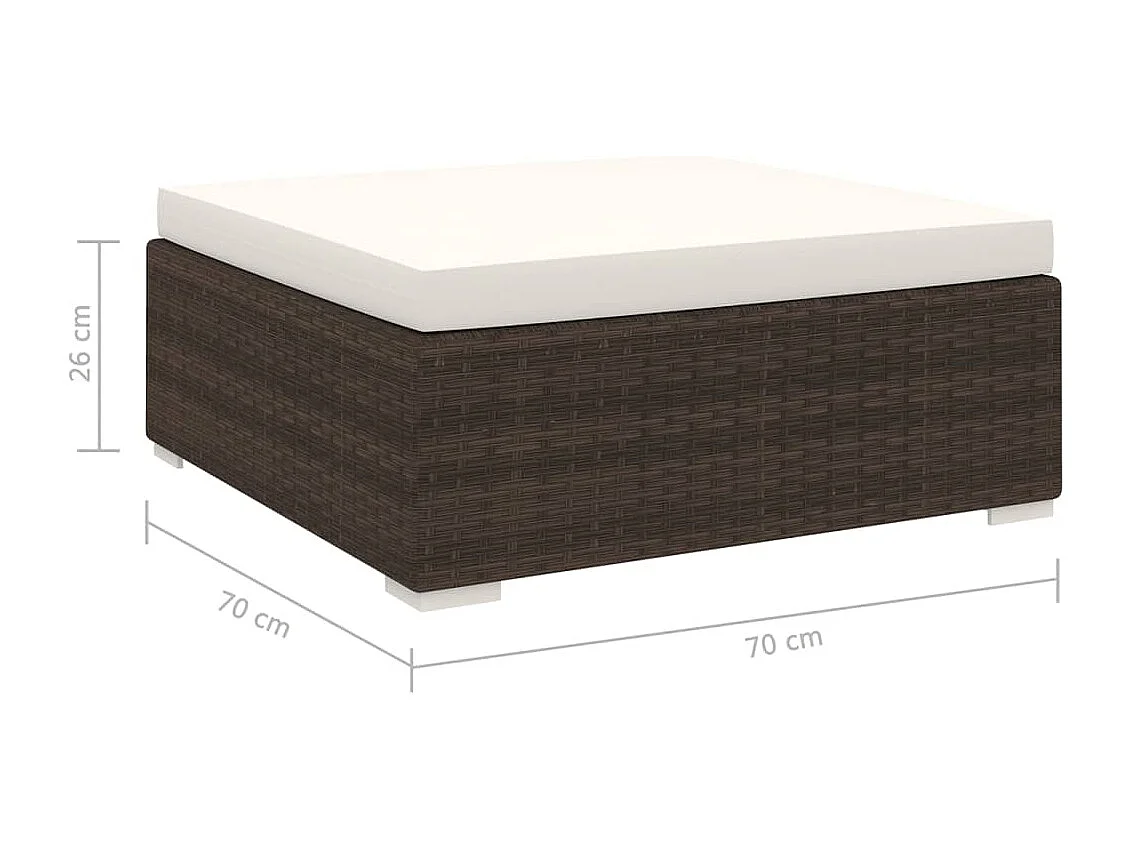 West Orange  Repose-pied sectionnel 1 pc avec coussin Résine tressée Marron