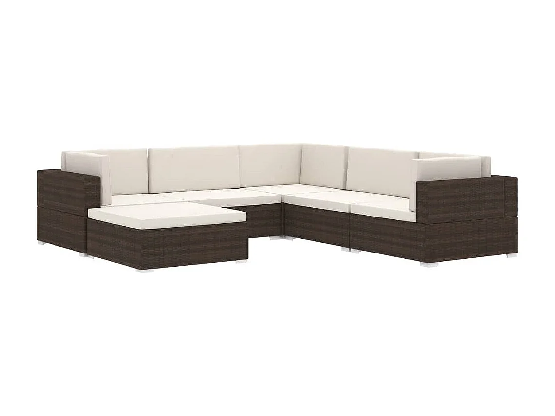 West Orange  Repose-pied sectionnel 1 pc avec coussin Résine tressée Marron