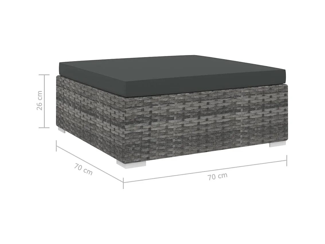 West Orange  Repose-pied sectionnel 1 pc avec coussin Résine tressée Gris