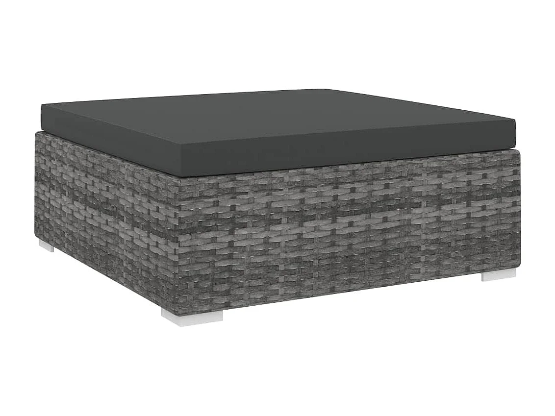 West Orange  Repose-pied sectionnel 1 pc avec coussin Résine tressée Gris