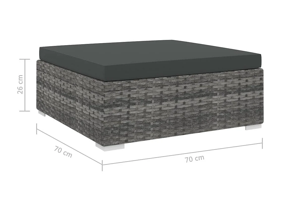 West Orange  Repose-pied sectionnel 1 pc avec coussin Résine tressée Gris