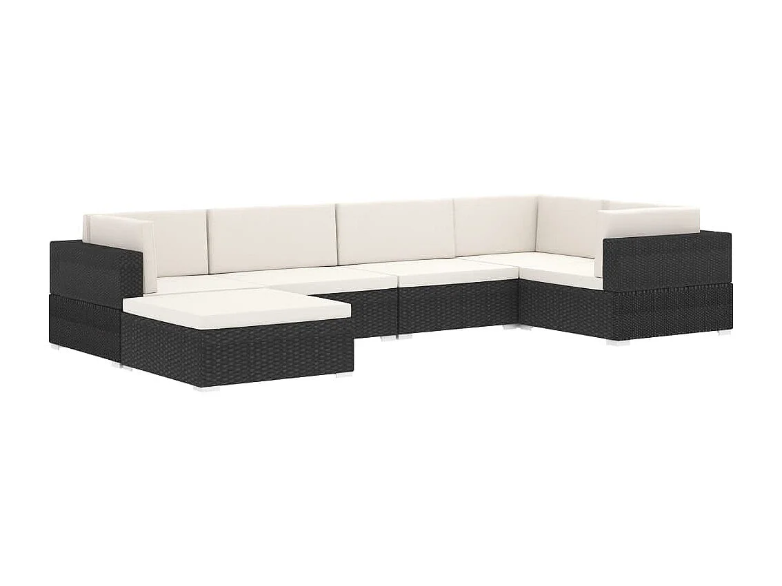 West Orange  Repose-pied sectionnel 1 pc avec coussin Résine tressée Gris