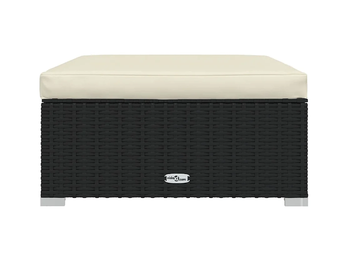 Layla Hope  Repose-pied de jardin et coussin Noir 70x70x30cm Résine tressée