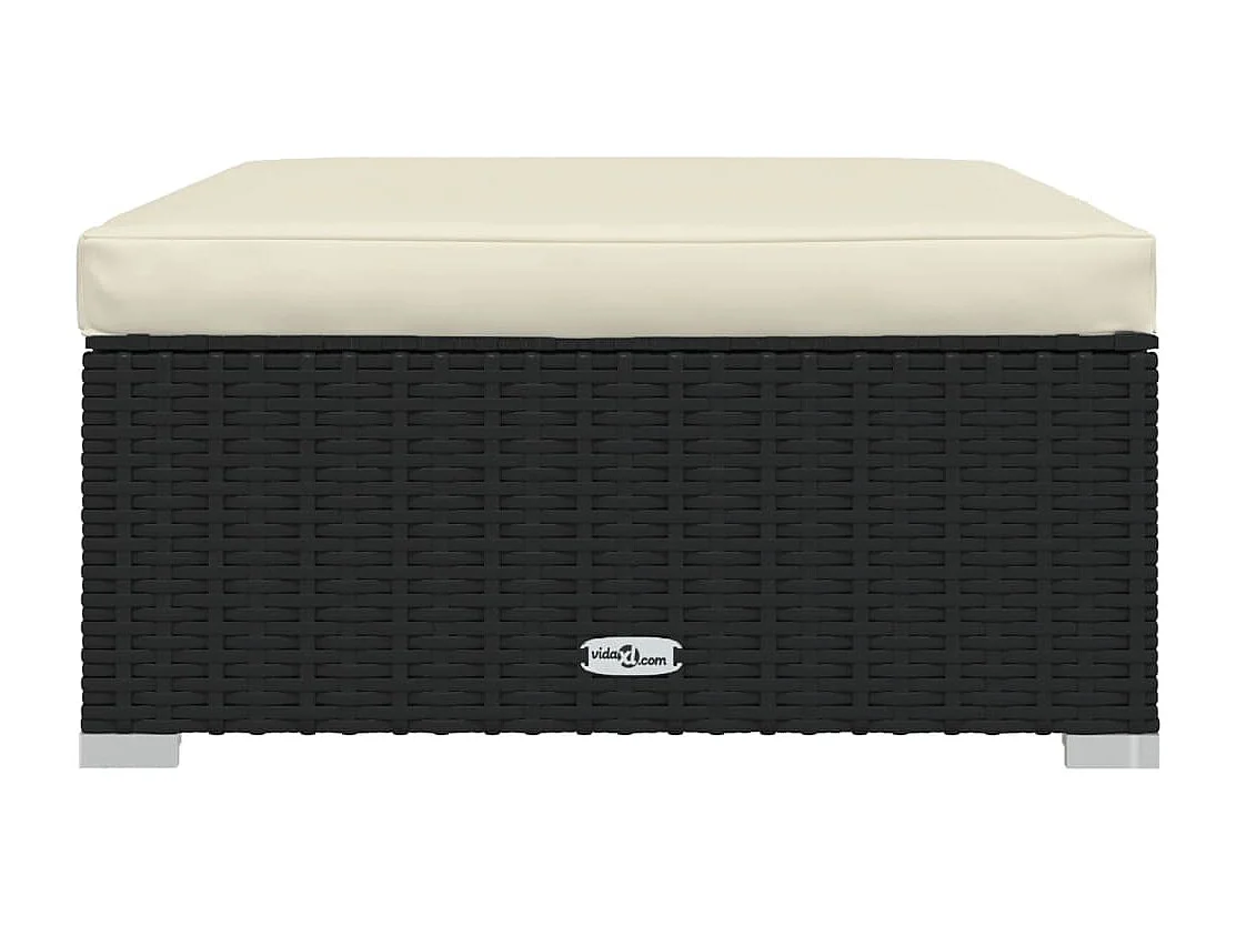 Layla Hope  Repose-pied de jardin et coussin Noir 70x70x30cm Résine tressée