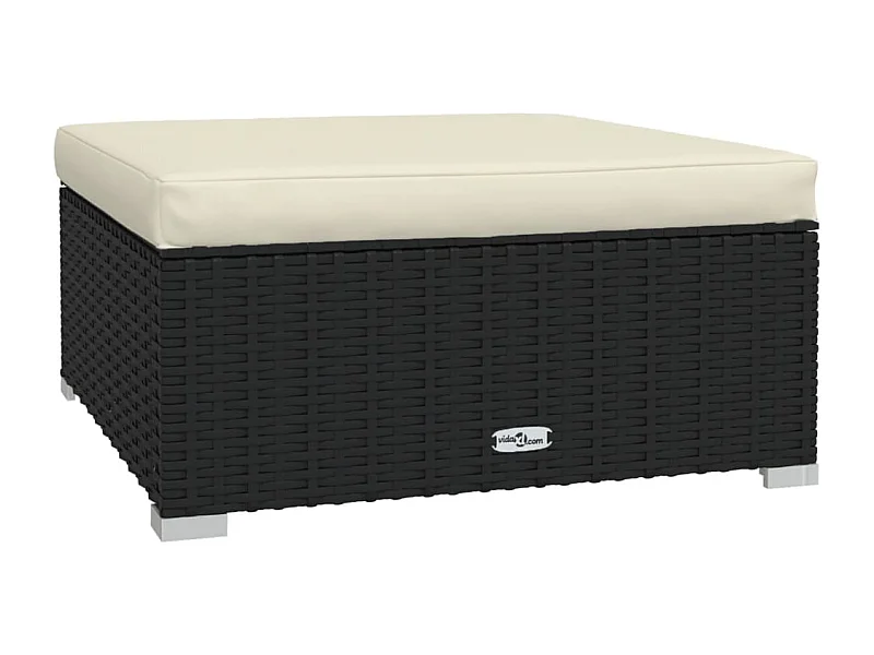 Layla Hope  Voetensteun met kussen 70x70x30 cm poly rattan zwart