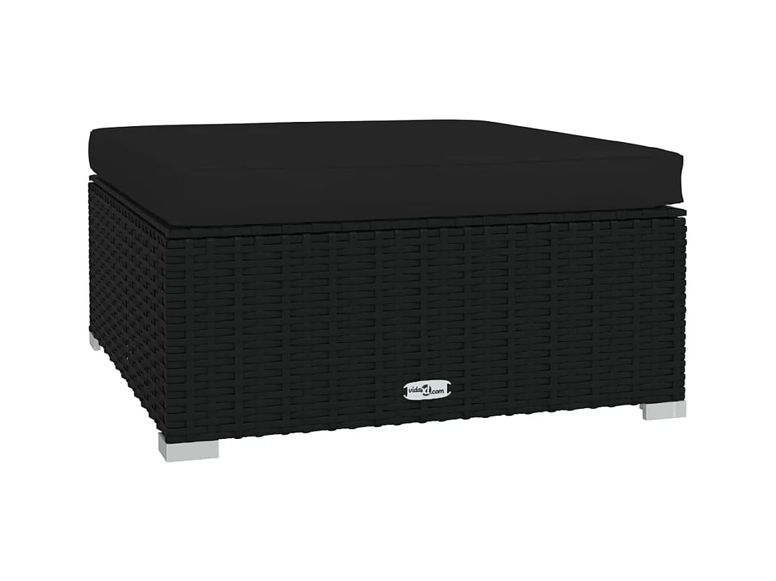 Layla Hope  Repose-pied de jardin coussin Noir 70x70x30 cm Résine tressée