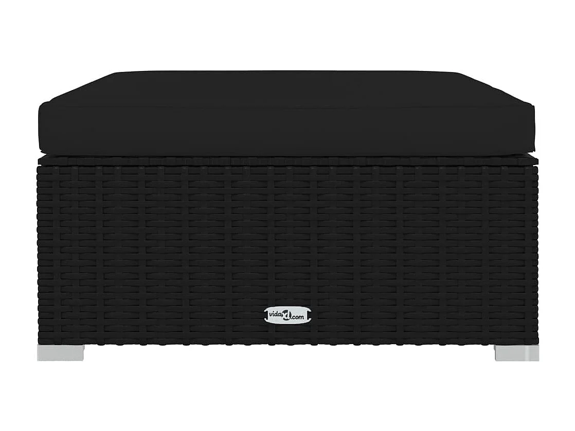 Layla Hope  Repose-pied de jardin coussin Noir 70x70x30 cm Résine tressée