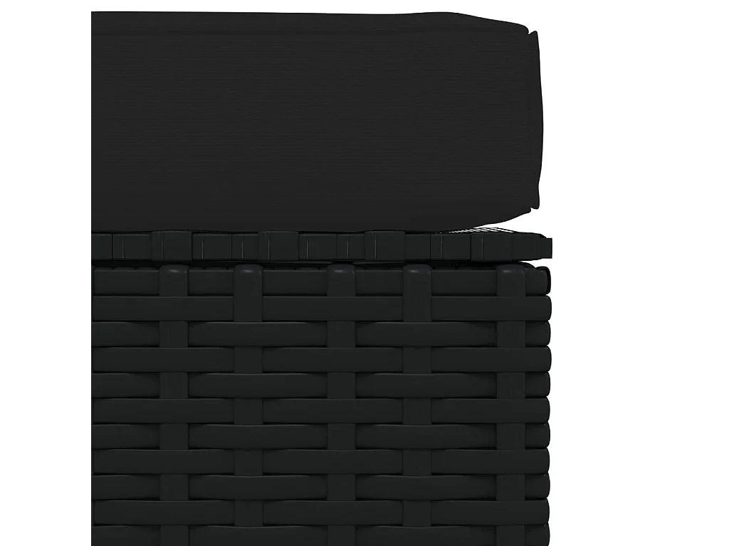 Layla Hope  Repose-pied de jardin coussin Noir 70x70x30 cm Résine tressée