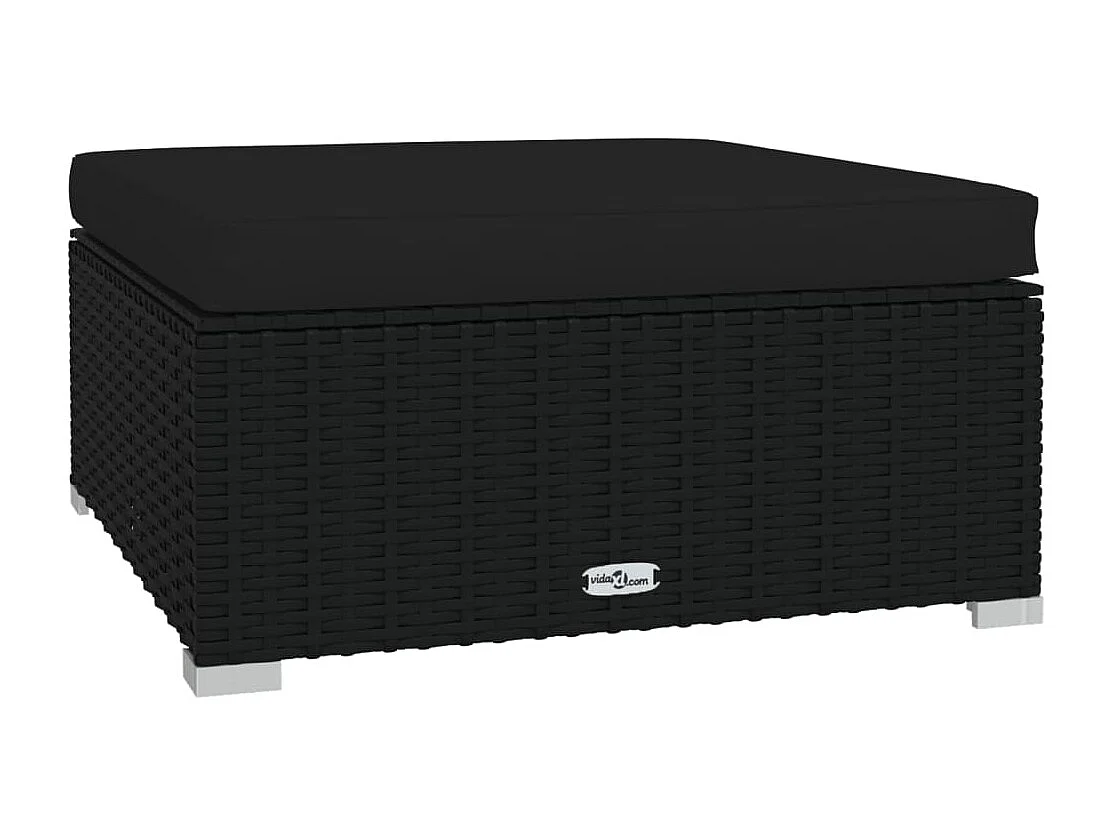 Layla Hope  Repose-pied de jardin coussin Noir 70x70x30 cm Résine tressée