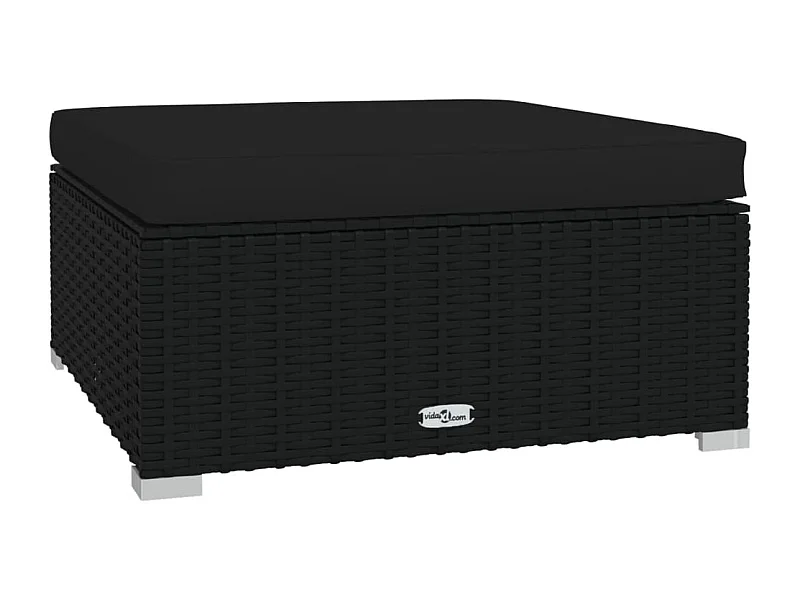 Layla Hope  Voetensteun met kussen 70x70x30 cm poly rattan zwart