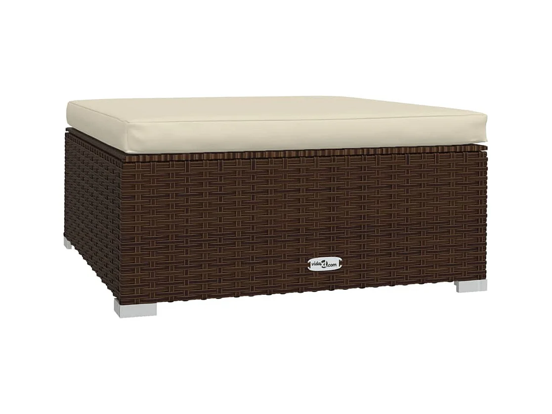 Layla Hope  Repose-pied de jardin coussin Marron 70x70x30 cm Résine tressée