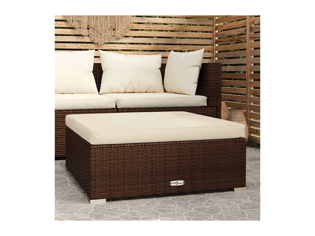 Layla Hope  Repose-pied de jardin coussin Marron 70x70x30 cm Résine tressée