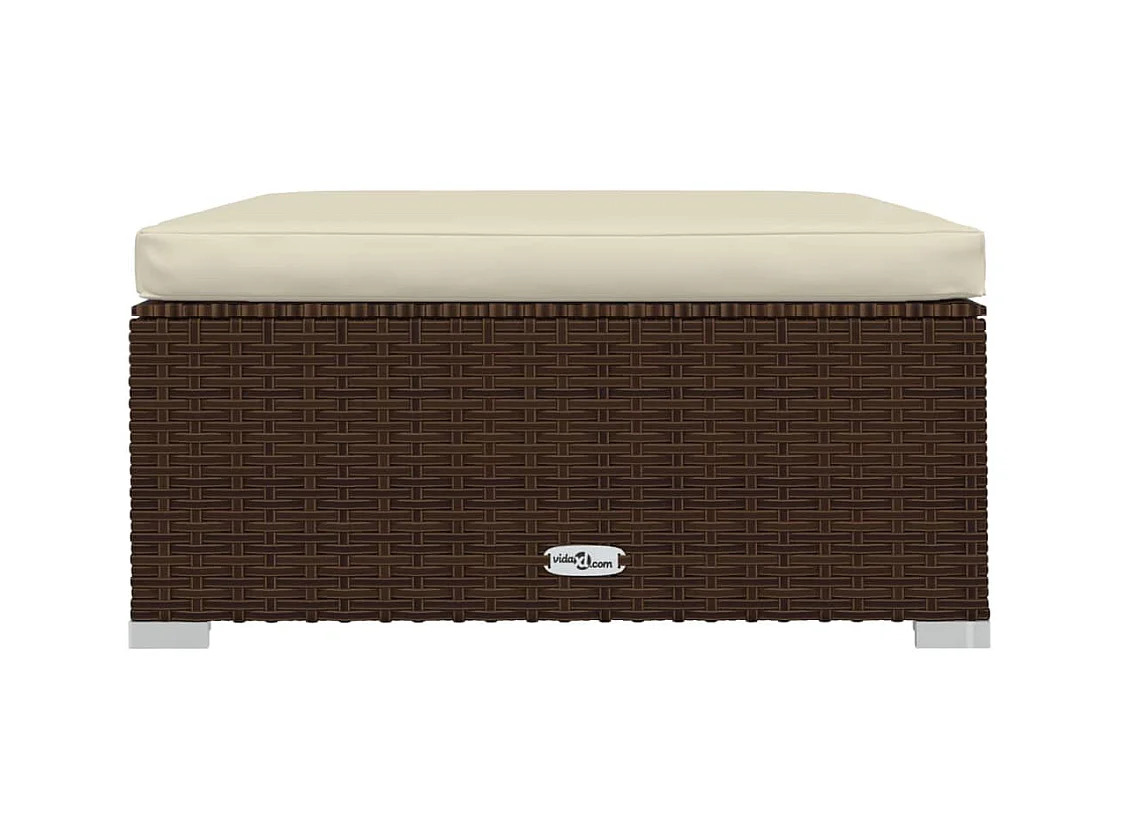 Layla Hope  Repose-pied de jardin coussin Marron 70x70x30 cm Résine tressée