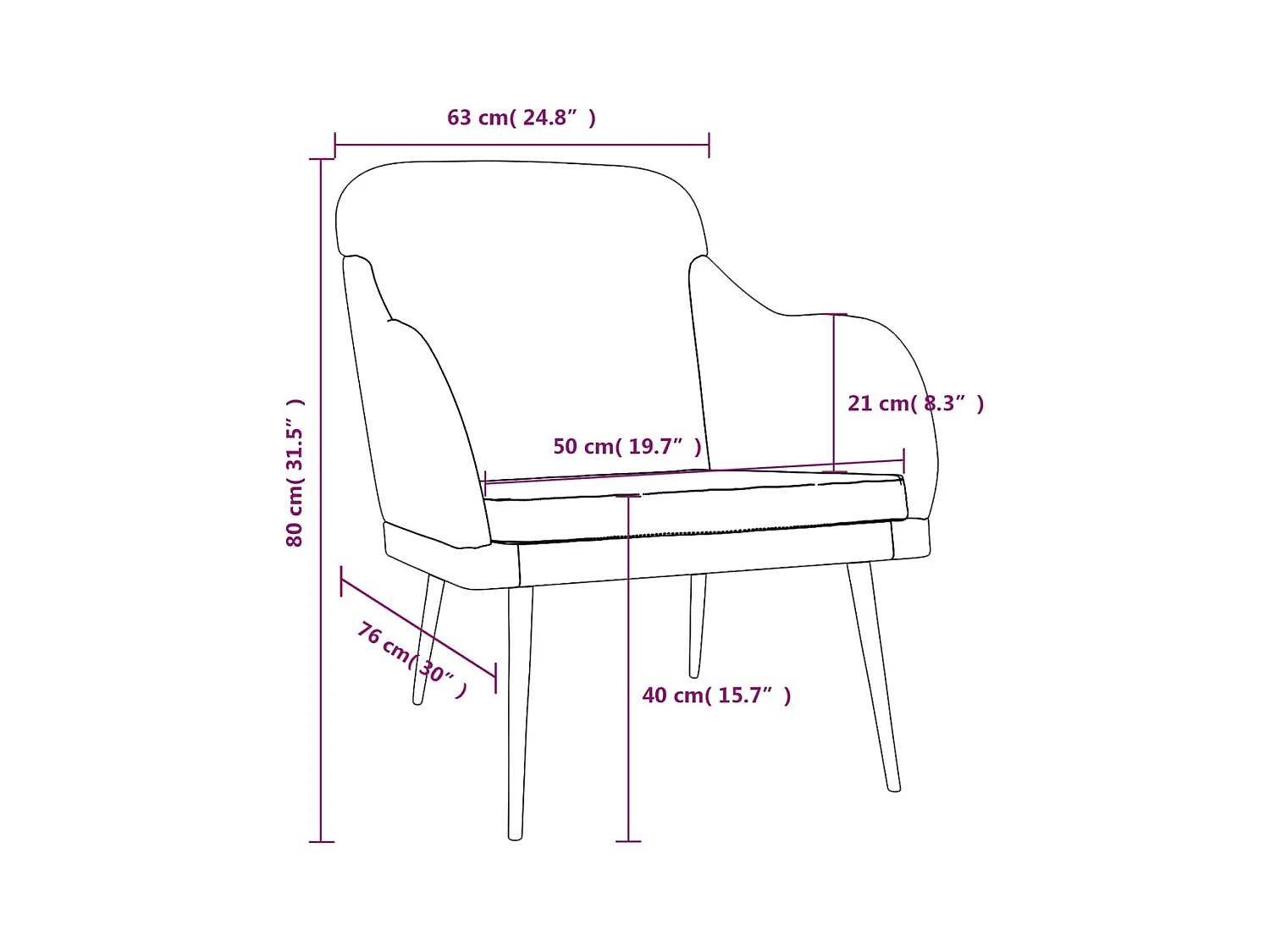Streetsboro  Fauteuil Crème 63x76x80 cm Velours
