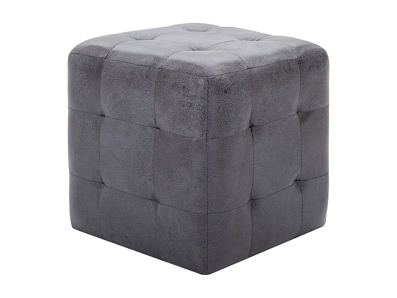 Stroudsburg  Puf 2 unidades piel de ante artificial gris 30x30x30 cm