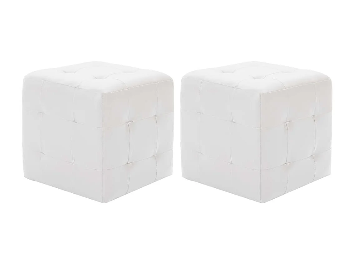 Njoran  Poufs 2 pcs Blanc 30 x 30 x 30 cm Similicuir