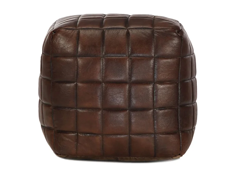 Thouars  Pouf 40 x 40 x 40 cm Marron foncé Cuir véritable de chèvre