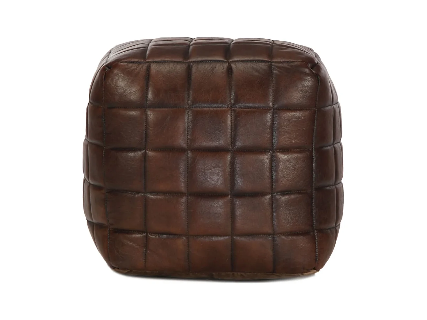 Thouars  Pouf 40 x 40 x 40 cm Marron foncé Cuir véritable de chèvre