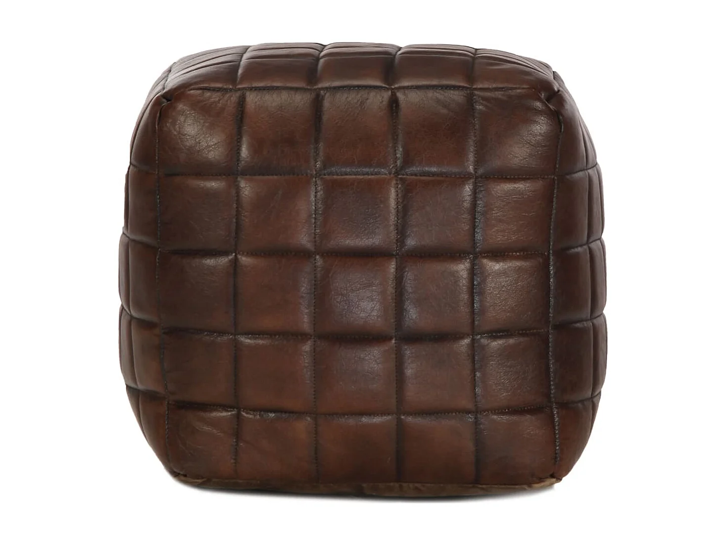 Thouars  Pouf 40 x 40 x 40 cm Marron foncé Cuir véritable de chèvre