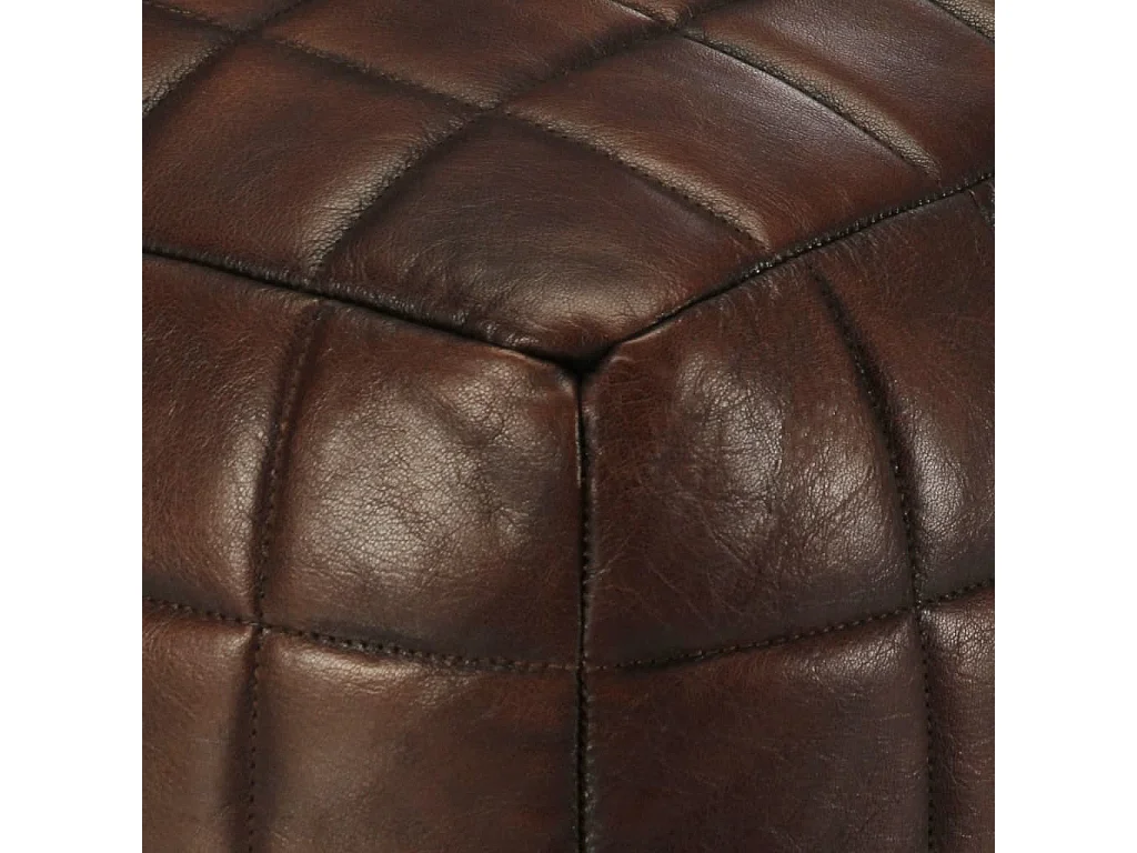 Thouars  Pouf 40 x 40 x 40 cm Marron foncé Cuir véritable de chèvre