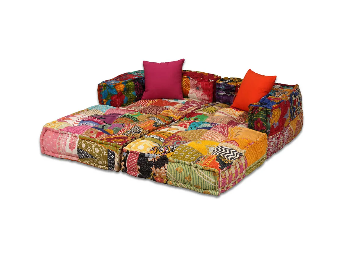 Bibiane  Pouf modulaire à 2 places Patchwork Tissu