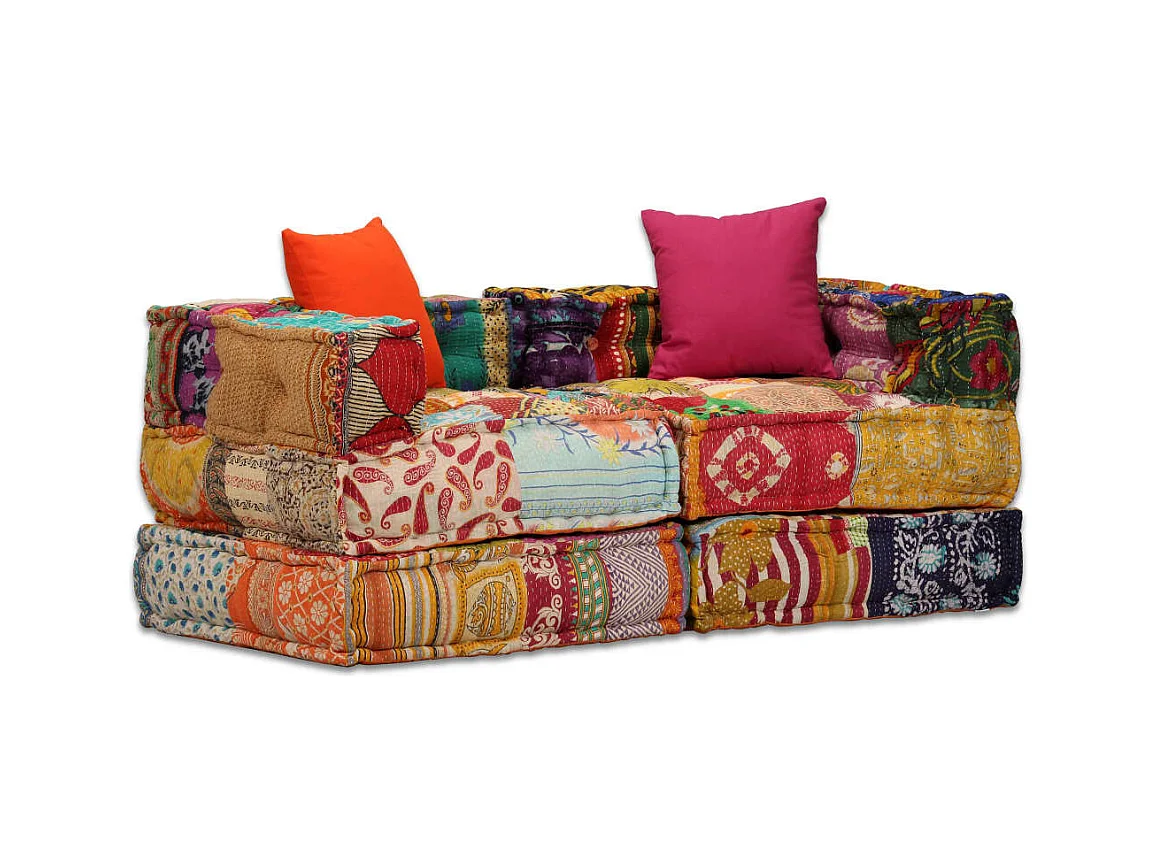 Bibiane  Pouf modulaire à 2 places Patchwork Tissu