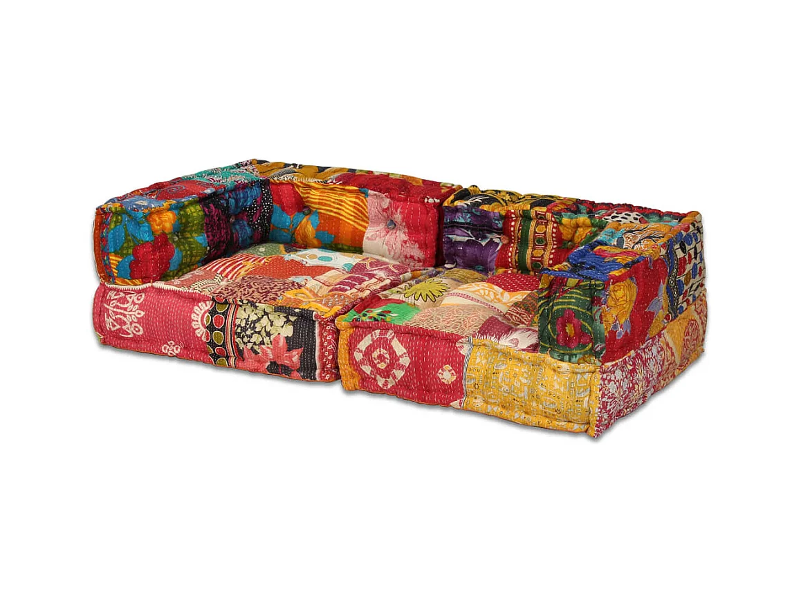 Bibiane  Pouf modulaire à 2 places Patchwork Tissu