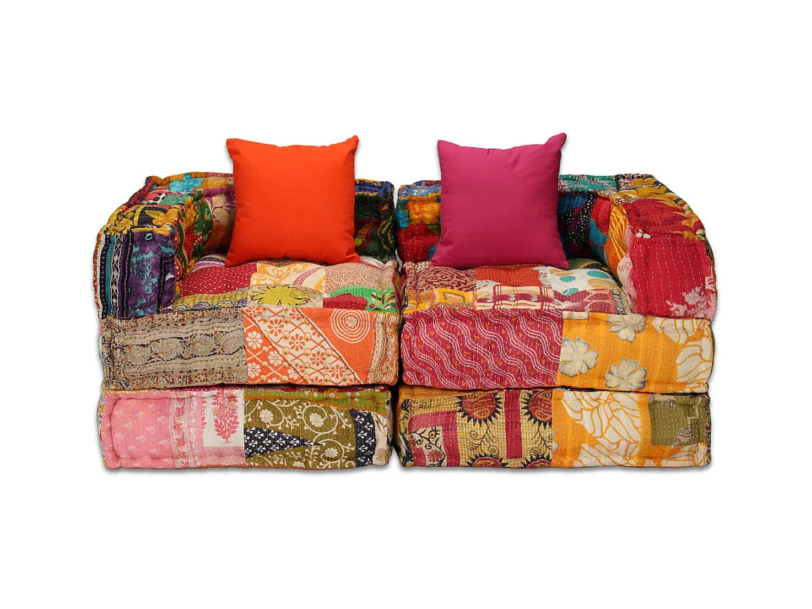 Bibiane  Pouf modulaire à 2 places Patchwork Tissu