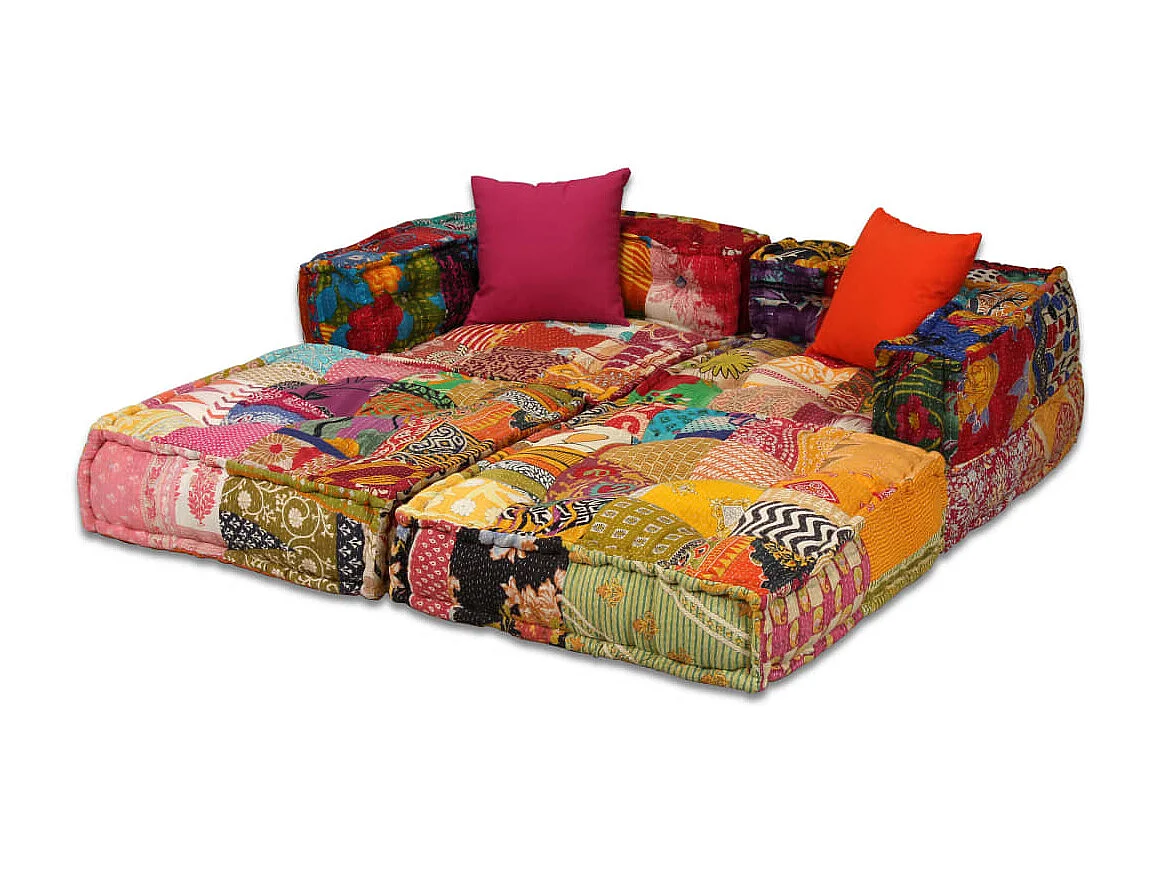 Bibiane  Pouf modulaire à 2 places Patchwork Tissu