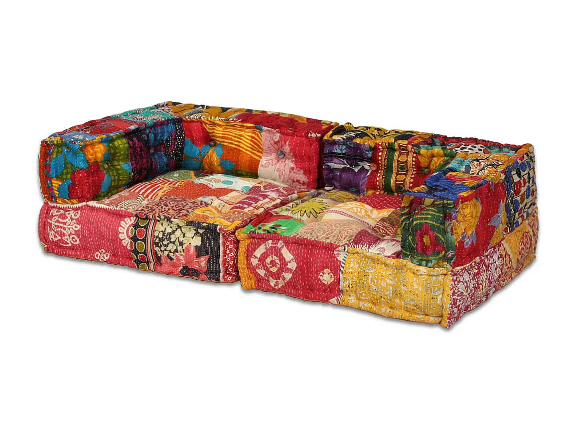 Bibiane  Pouf modulaire à 2 places Patchwork Tissu