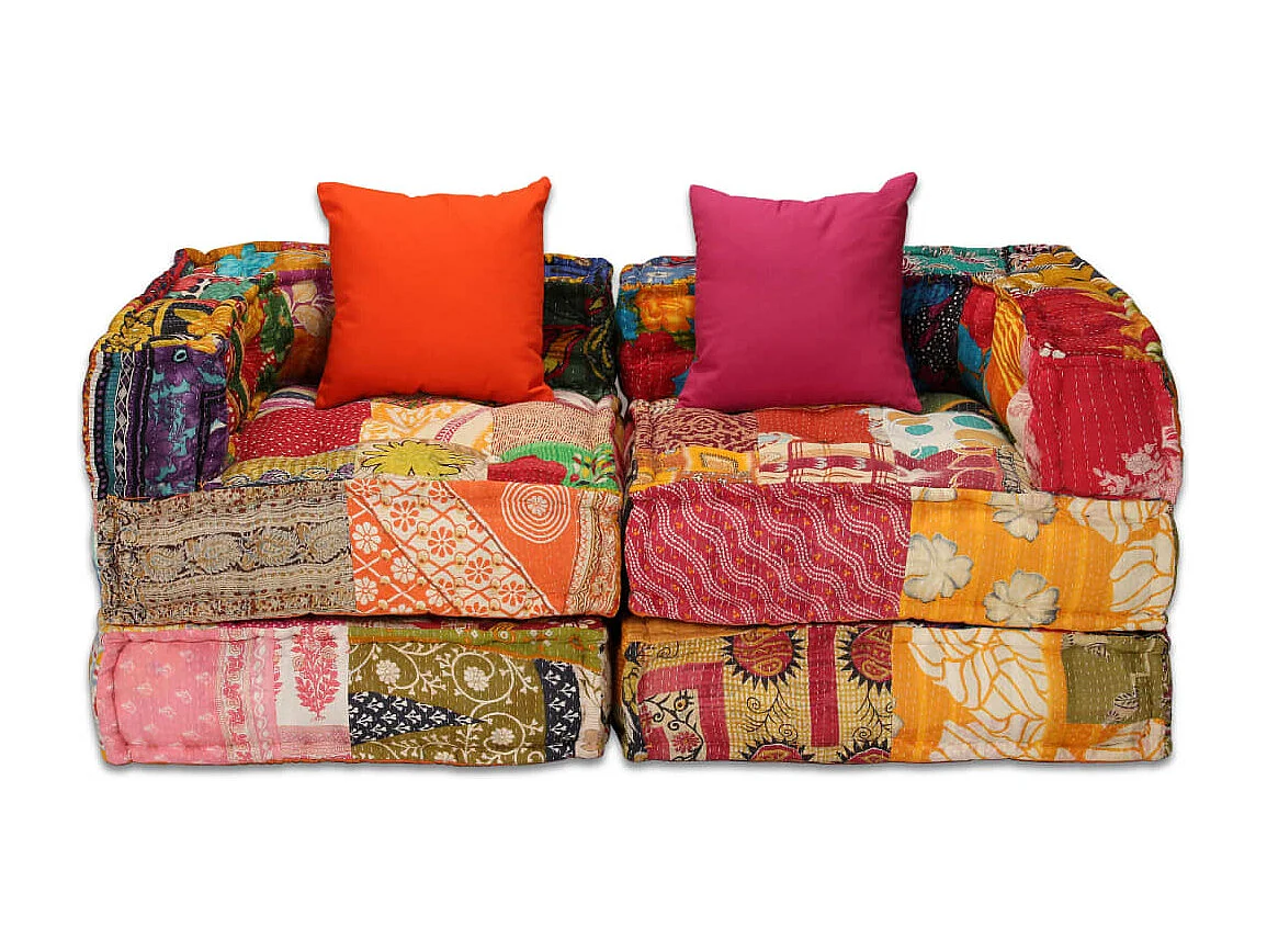 Bibiane  Pouf modulaire à 2 places Patchwork Tissu