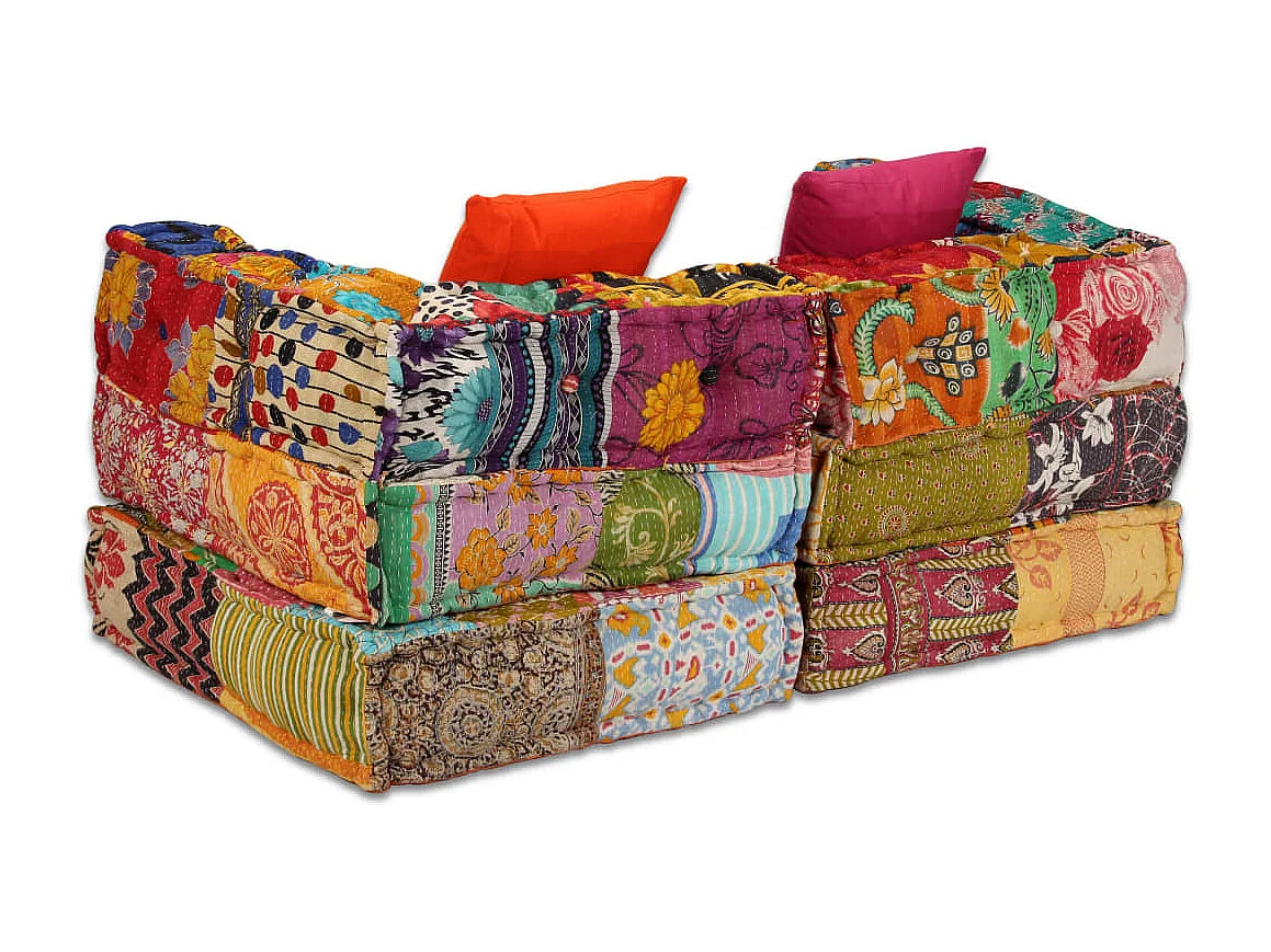 Bibiane  Pouf modulaire à 2 places Patchwork Tissu