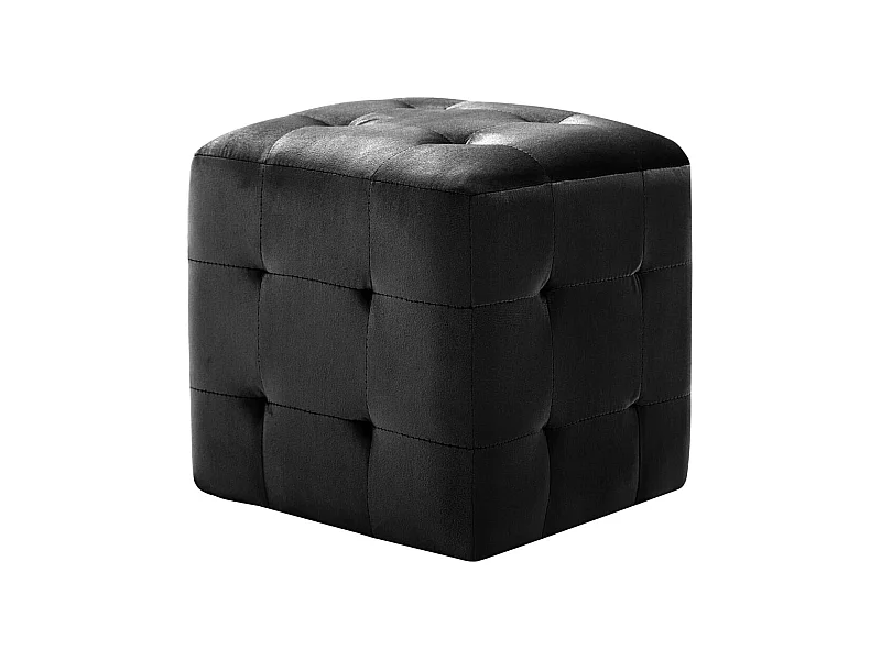 Morgan  Puf 2 unidades terciopelo negro 30x30x30 cm