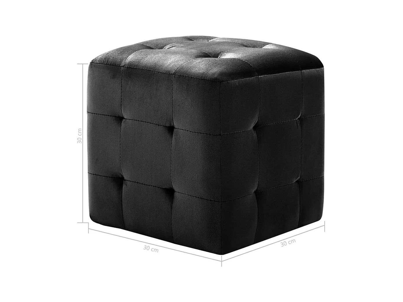 Morgan  2 pcs Poufs Noir 30 x 30 x 30 cm Tissu velours