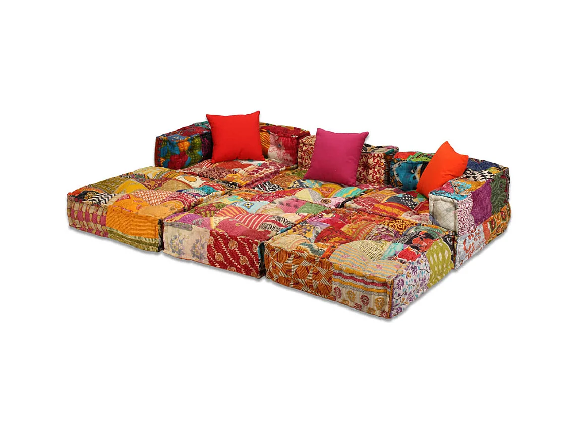 Bibiane  Pouf modulaire à 3 places Patchwork Tissu