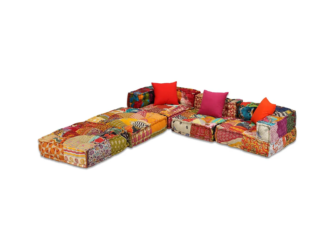 Bibiane  Pouf modulaire à 3 places Patchwork Tissu