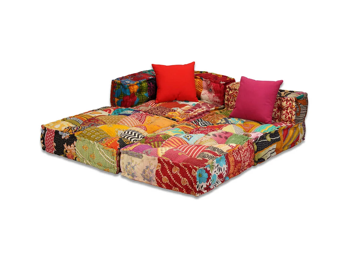 Bibiane  Pouf modulaire à 3 places Patchwork Tissu